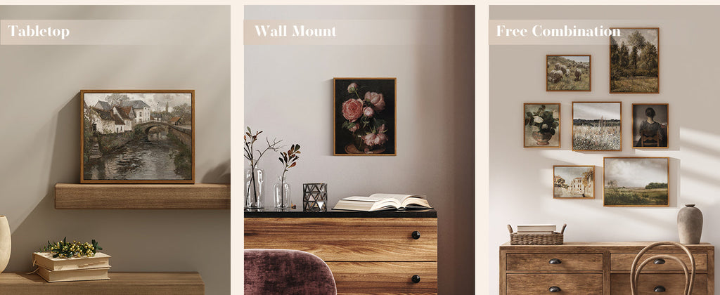 Framed Canvas Wall Art, Meadow with Flowers Painting, Landscape for Living Room, Bedroom, Home, Bathroom Decor, 8x10