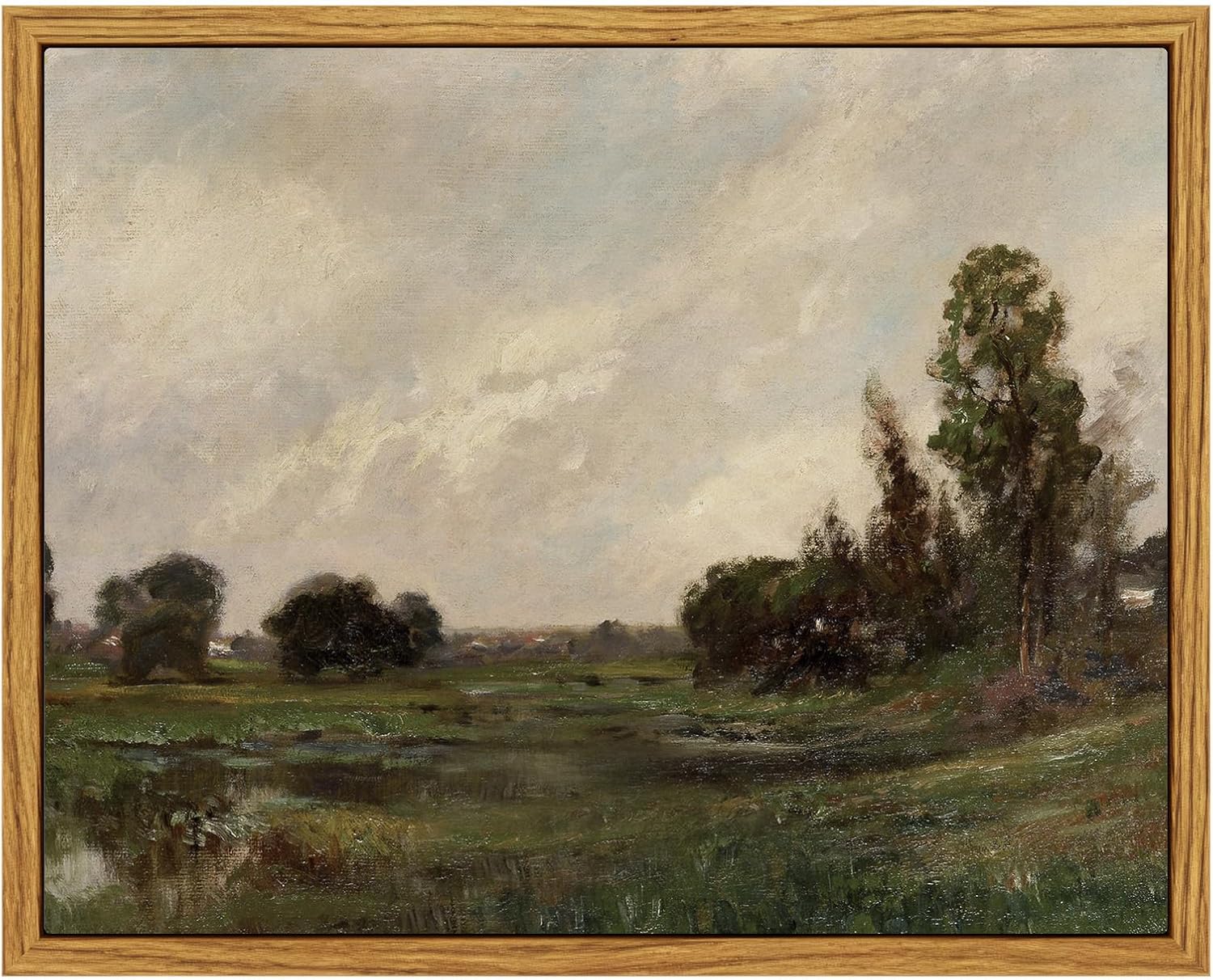 Framed Canvas Wall Art, Meadow with Flowers Painting, Landscape for Living Room, Bedroom, Home, Bathroom Decor, 8x10
