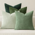 Boho Farmhouse Sage Green Throw Pillow Covers 18x18 Inch Set of 4 Mordern Nordic Cushion Covers Soft Corduroy Spring Home Decor for Couch Bed Sofa Living Room Forest Green