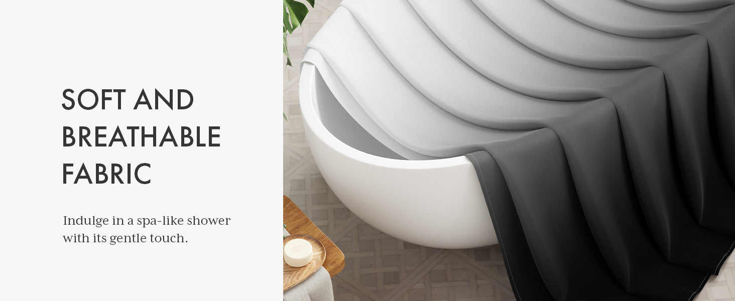 Shower Curtain, Cloth Ombre Black Shower Curtain Set with 12 Hooks, Washable Fabric Black and White Shower Curtain, Rustic Farmhouse Bathroom Shower Curtain, 72x72 Inches