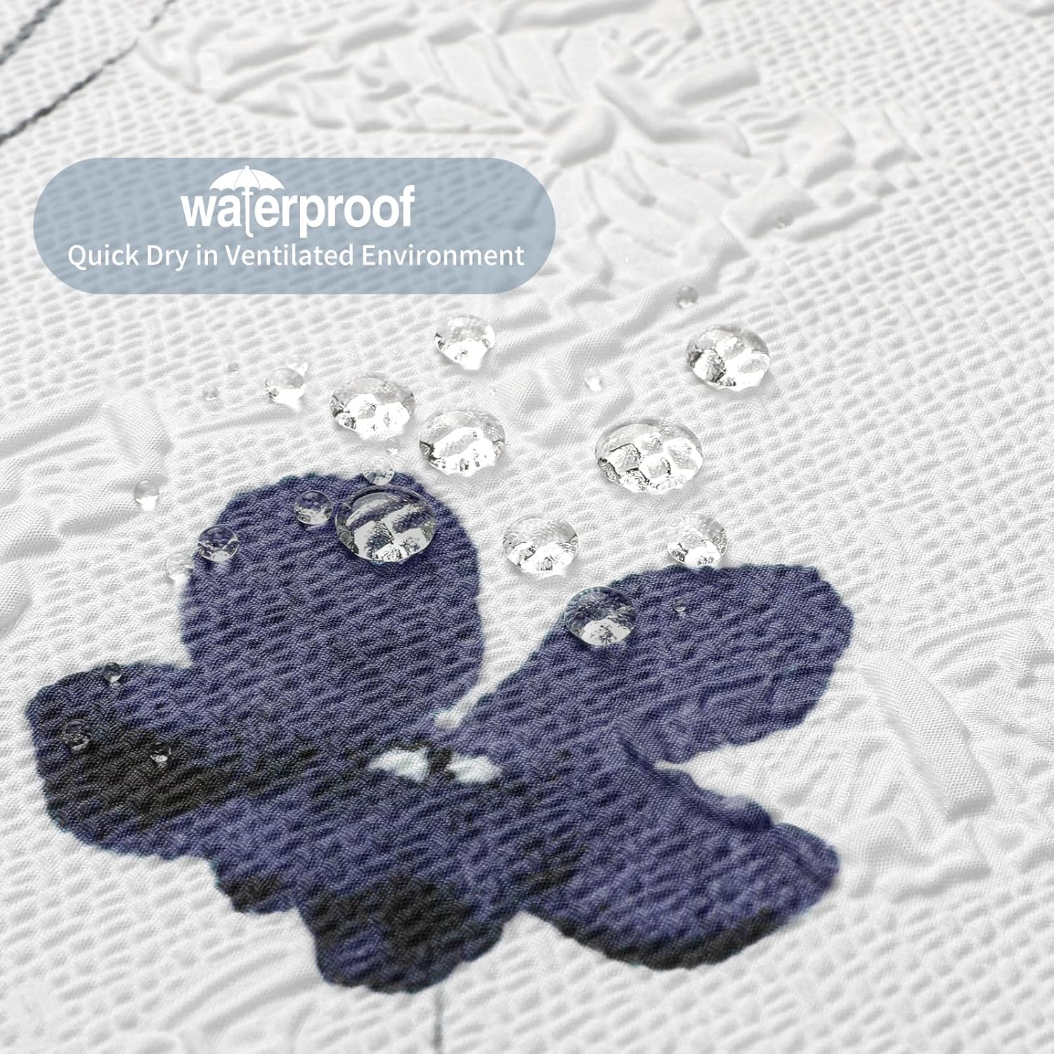 Watercolor Floral Shower Curtain, 3D Embossed Butterflies Grey Beige Flower Bathroom Curtains, Minimalist White Cloth Bath Curtain, Waterproof Fabric Textured Shower Curtain Set with Hooks, 72x72